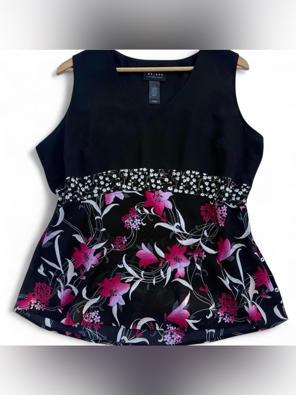 Liz Claiborne Dark Floral Whimsigoth Sleeveless Top Size 16 XL